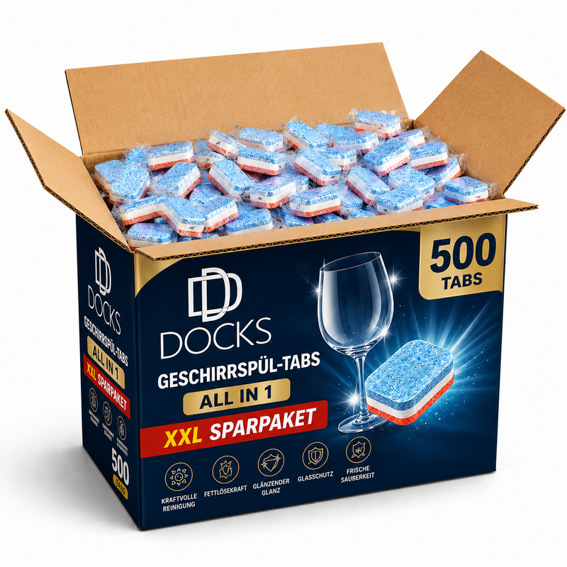 DOCKS 500 Spülmaschinentabs Geschirrspültabs All in 1 XXL Sparpaket