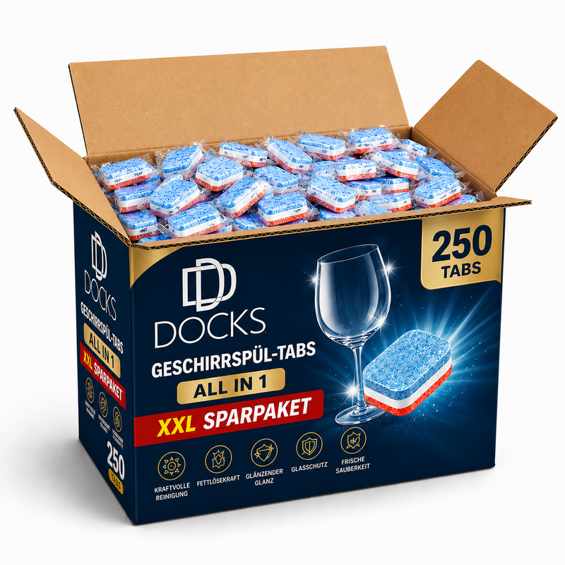 DOCKS 250 Spülmaschinentabs Geschirrspültabs All in 1 XXL Sparpaket