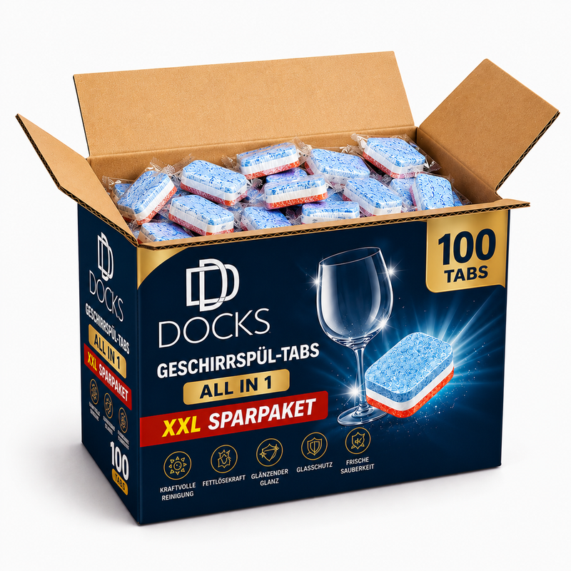 DOCKS 100 Spülmaschinentabs Geschirrspültabs All in 1 Sparpaket