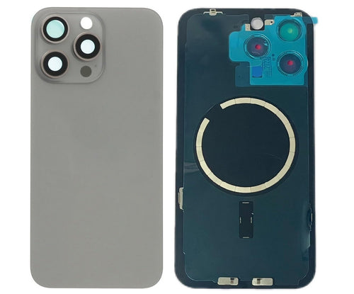 Akkudeckel Backcover für iPhone 15 Pro Max Titan +Magnet Linse Glas, #AS137222
