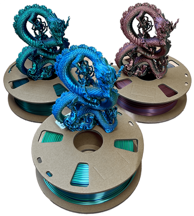 3in1 SILK PLA Filament für 3D Drucker | Dreifarbig Special Magic Effekt - NEU 3DPLady Silk Filament 1 kg Blue-Green-Orange