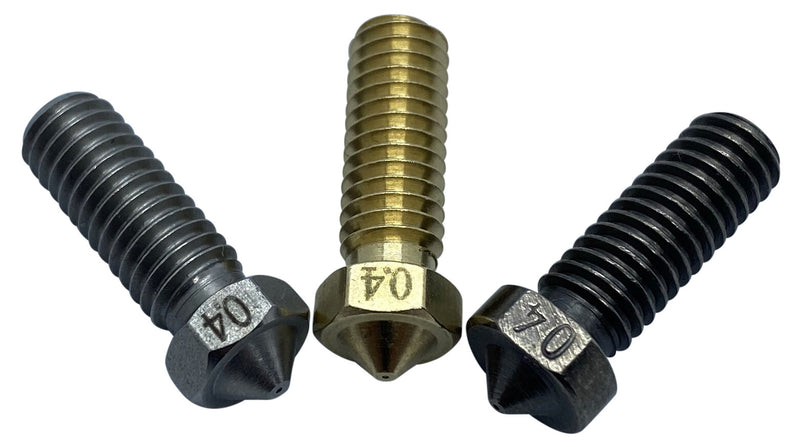3er Volcano Nozzle Best of Bundle 0,4mm (1x Messing,1x Stahl,1x Gehärteter Stahl