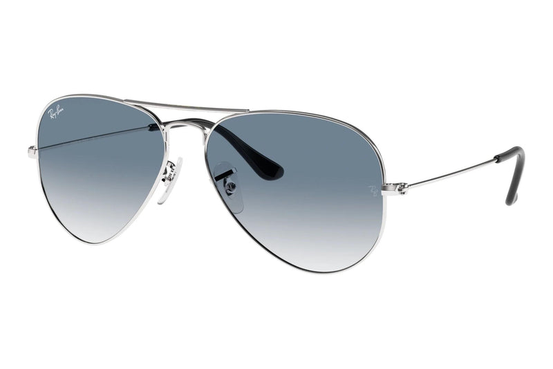 Ray-Ban RB3025 Aviator Large Metal 003/3F Sonnenbrille Silber Hellblau Verlauf Gr. 58