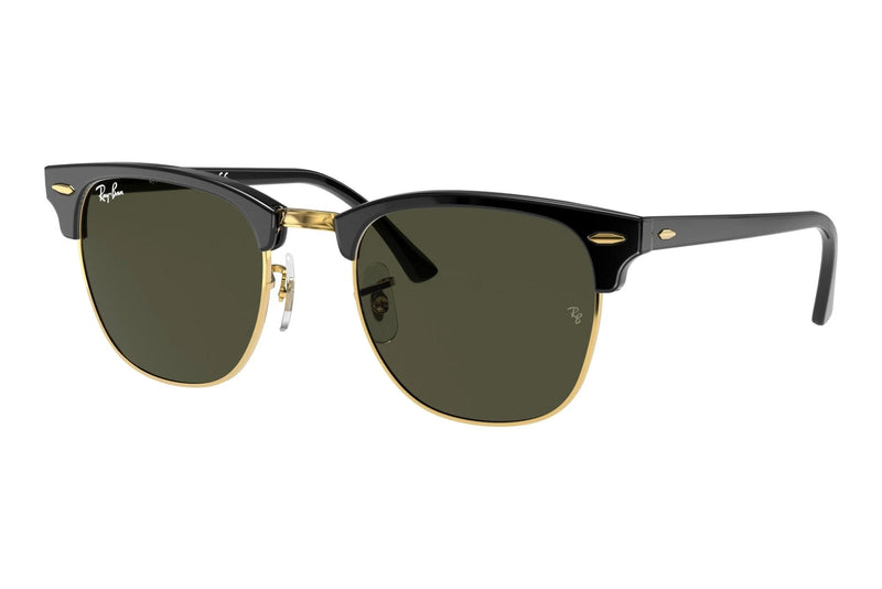 Ray-Ban RB3016 Clubmaster W0365 Sonnenbrille Schwarz-Gold G-15 Grün Gr. 51