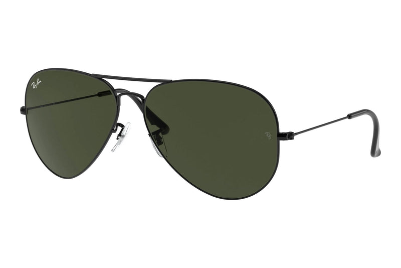 Ray-Ban RB3026 Aviator Large Metal L2821 Sonnenbrille Schwarz glänzend Grün Gr. 62