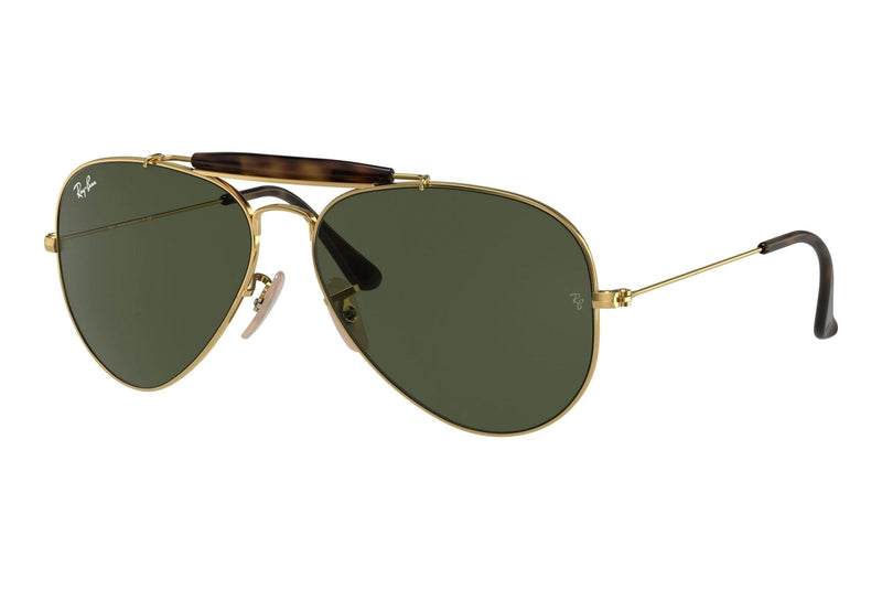 Ray-Ban RB3029 Outdoorsman 181 Sonnenbrille Gold glänzend Grün Gr. 62