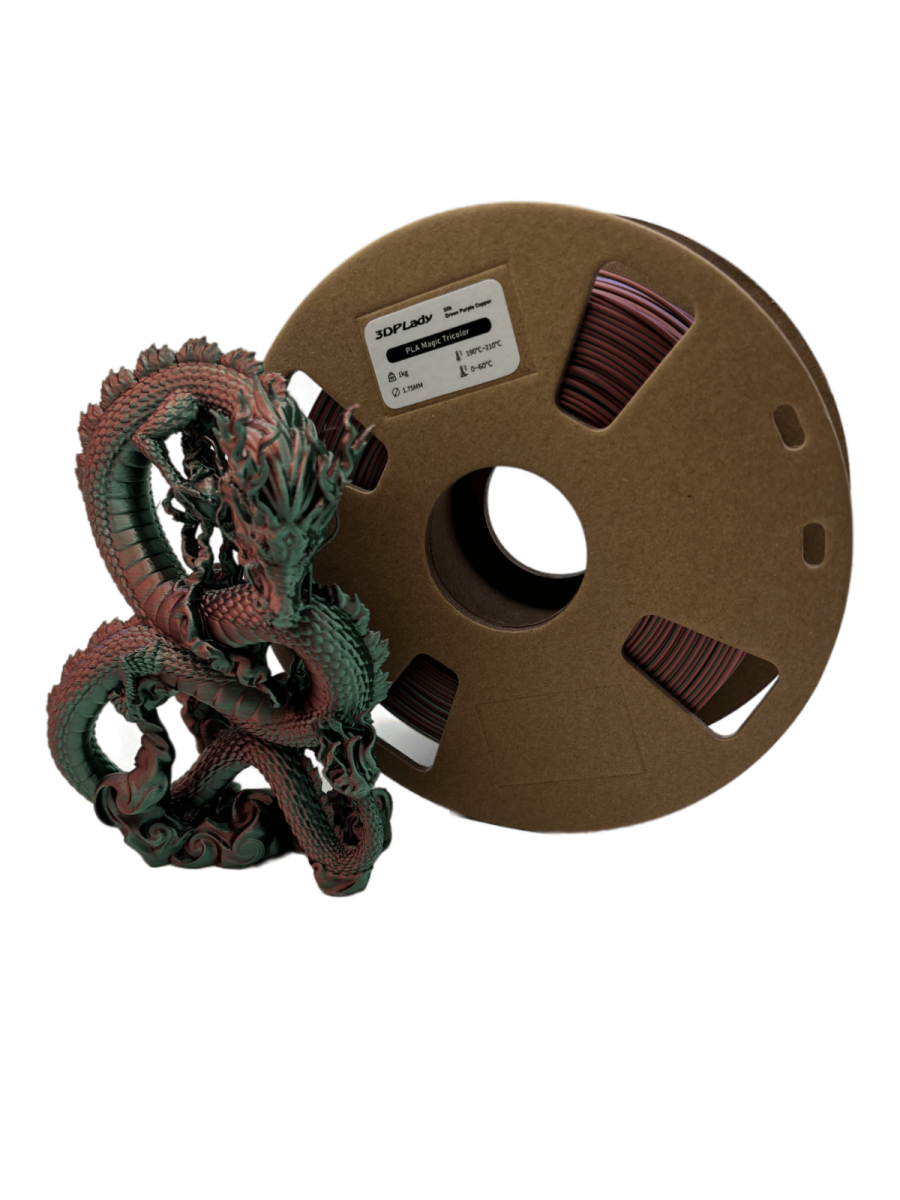 3in1 SILK PLA Filament für 3D Drucker | Dreifarbig Special Magic Effekt - NEU 3DPLady Silk Filament 1 kg Green-Purple-Copper