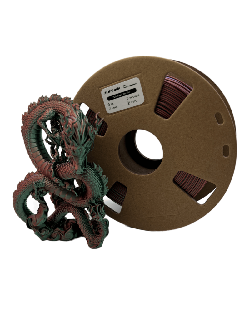 3in1 SILK PLA Filament für 3D Drucker | Dreifarbig Special Magic Effekt - NEU 3DPLady Silk Filament 1 kg Green-Purple-Copper