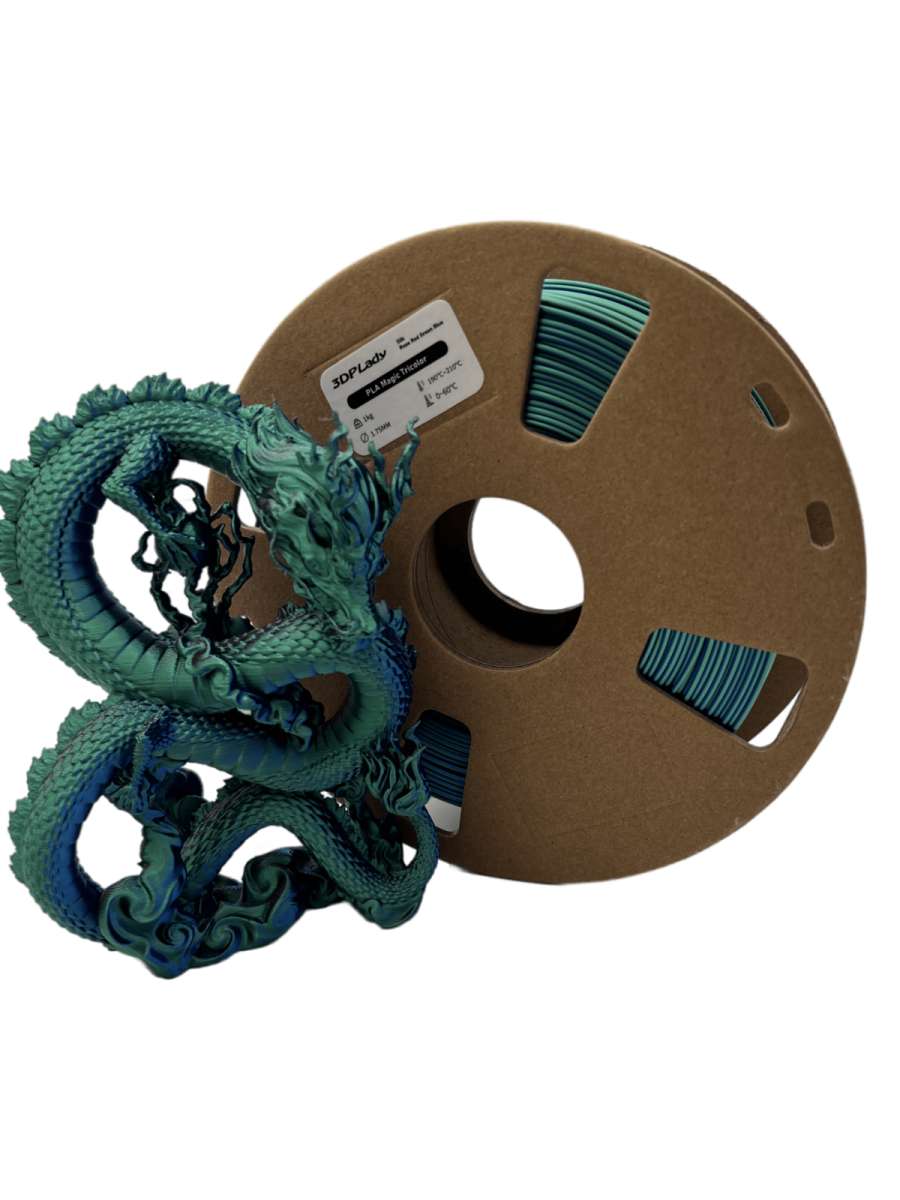 3in1 SILK PLA Filament für 3D Drucker | Dreifarbig Special Magic Effekt - NEU 3DPLady Silk Filament 1 kg Rose Red-Green-Blue