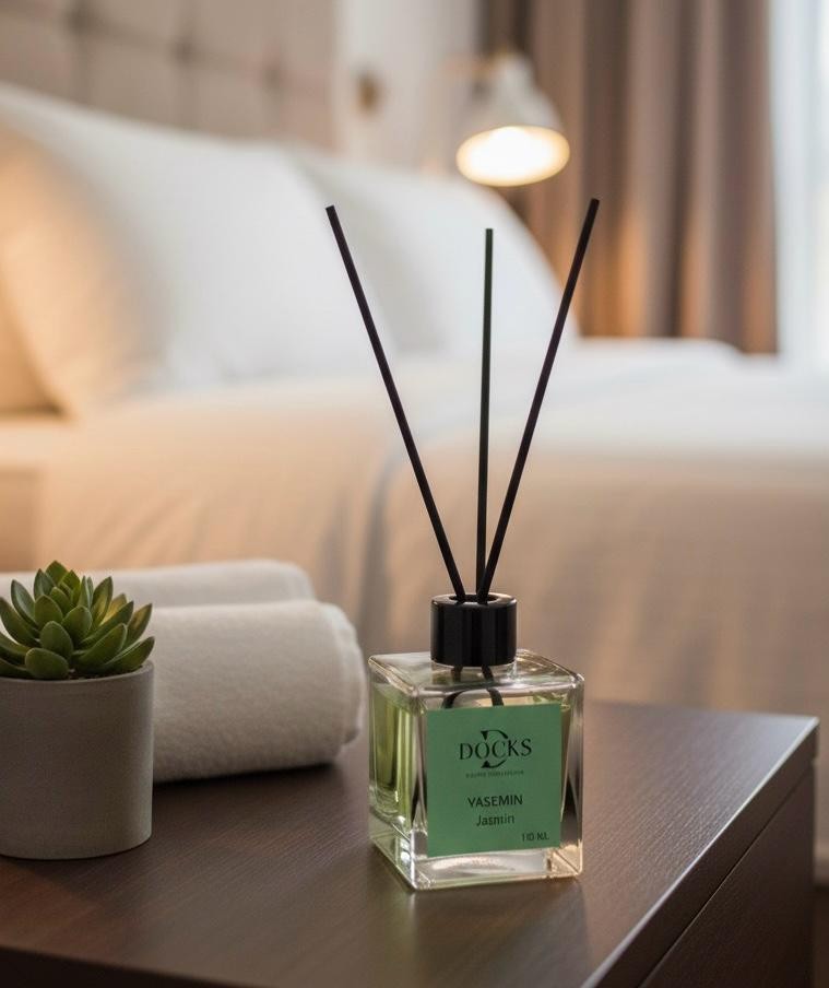 2er Set DOCKS Raumduft Set 110ml Diffuser mit Duftstäbchen – Lufterfrischer Duft Jasmin