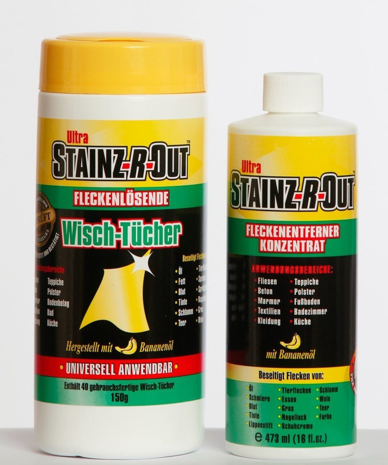 Ultra Fleckentferner Konzentrat+Wisch-Tücher für Teppich Kleidung Polster Stoffe