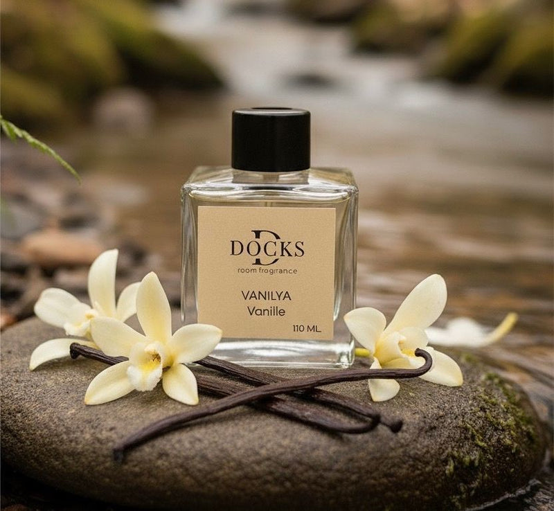 DOCKS Raumduft Diffuser mit Stäbchen – Verschiedene Düfte zur Wahl, 110ml Vanille