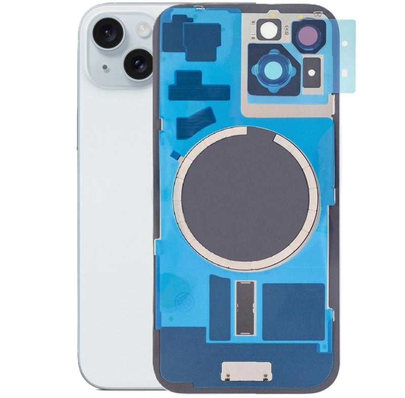 Akkudeckel Backcover für iPhone 15 Blau Magnet Metallplatte, #AS137372
