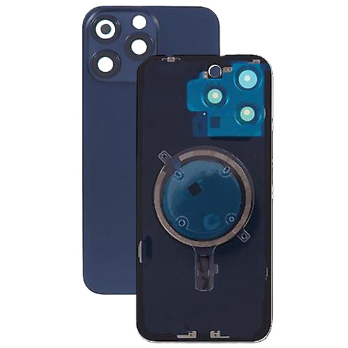 Akkudeckel Backcover für iPhone 15 Pro Max Blau Titan Kamera Linse, Magnet Metallplatte #AS137221
