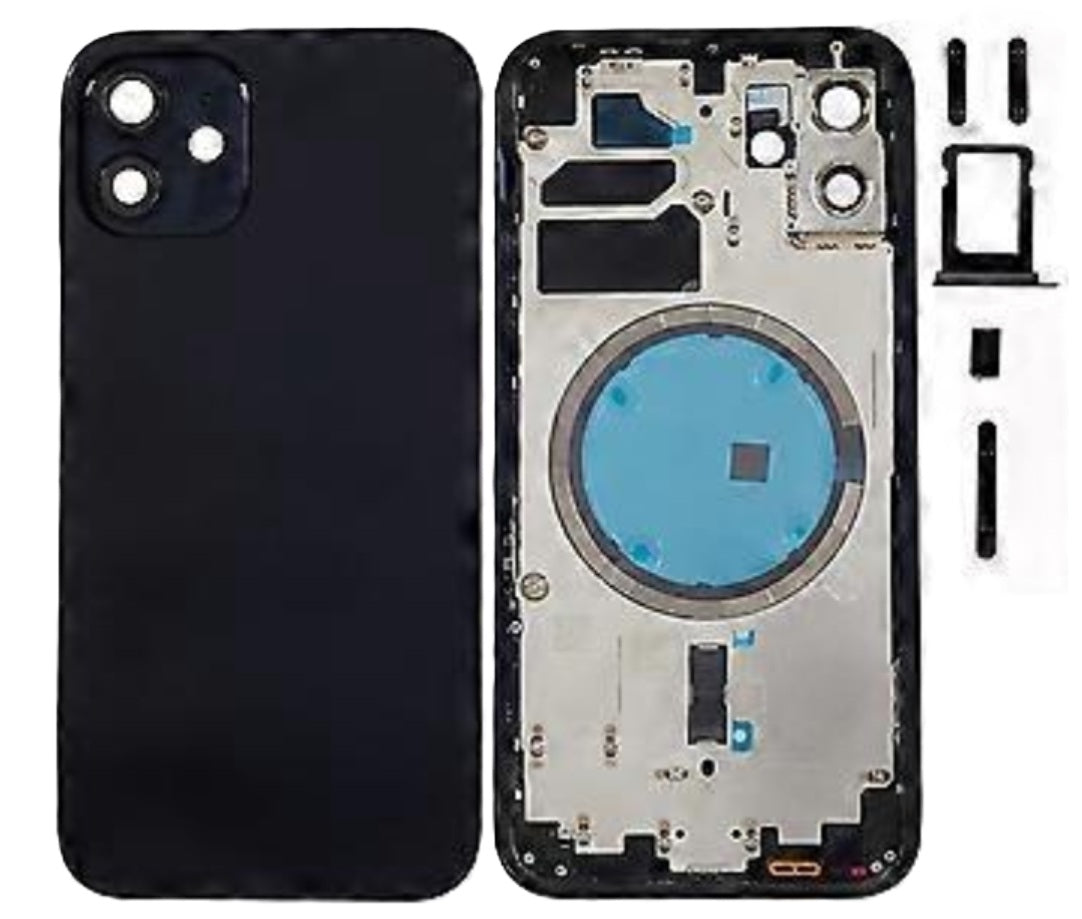 Backcover Akkudeckel für iPhone 12 Schwarz Simkart Slot, Kamera Linse, Seiten-Knöpfe HQ #AS091128
