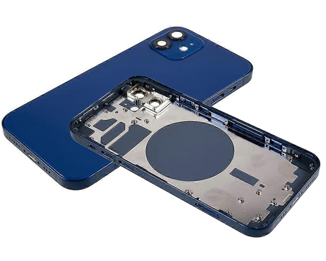Backcover Akkudeckel Gehäuse Glas für iPhone 12 Blau Simkart Slot Seitenknöpfe #AS116172