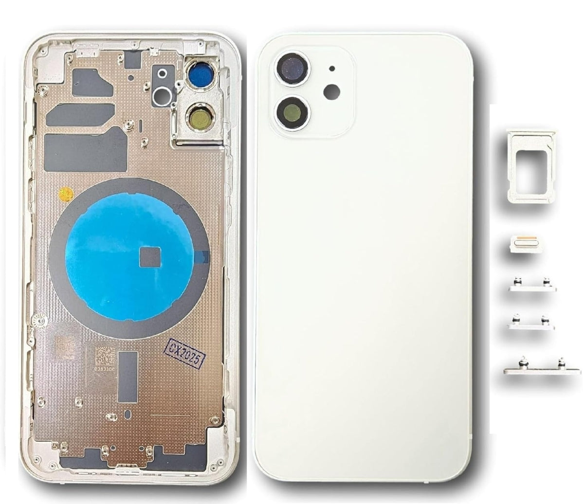 Backcover Akkudeckel Gehäuse Glas für iPhone 12 Weiß Simkart Slot Seitenknöpfe #AS128139