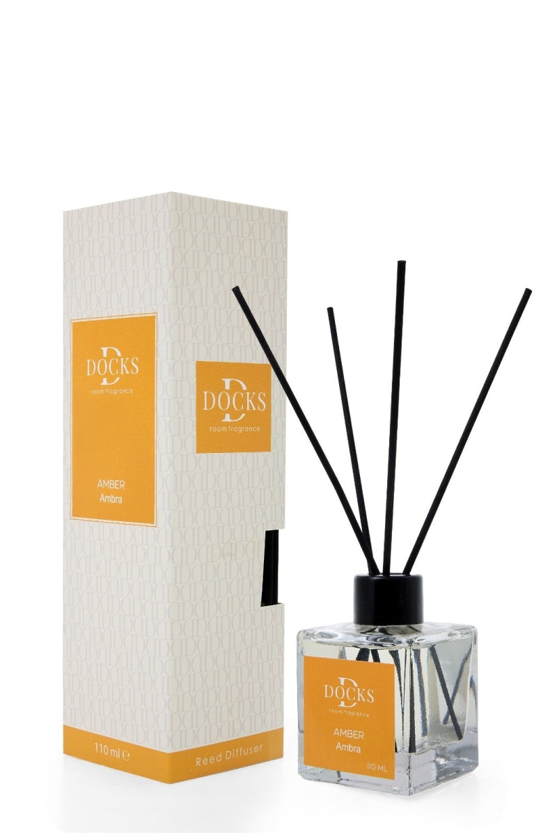 DOCKS Raumduft Diffuser mit Stäbchen – Verschiedene Düfte zur Wahl, 110ml Amber