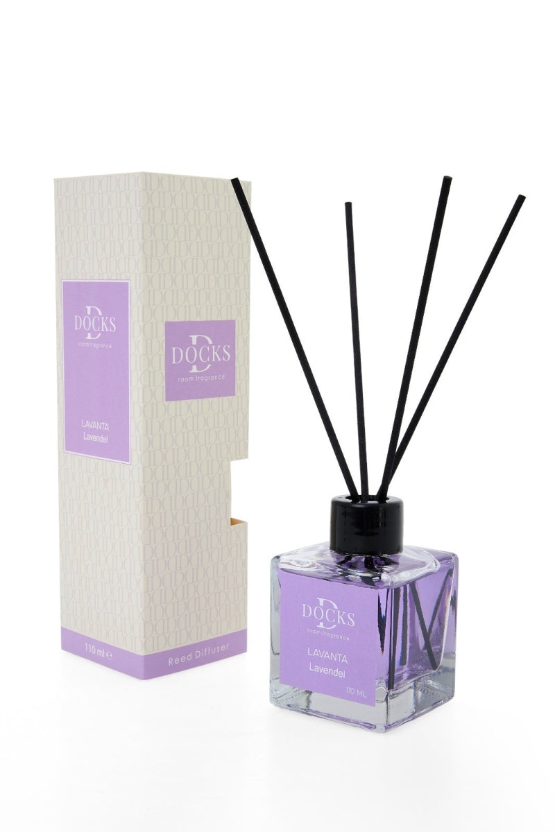 DOCKS Raumduft Diffuser mit Stäbchen – Verschiedene Düfte zur Wahl, 110ml Lavendel
