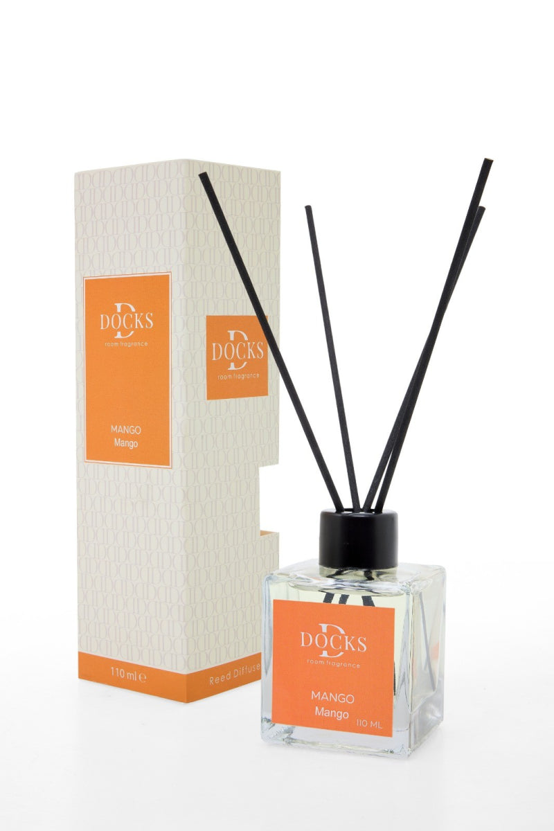 DOCKS Raumduft Diffuser mit Stäbchen – Verschiedene Düfte zur Wahl, 110ml Mango