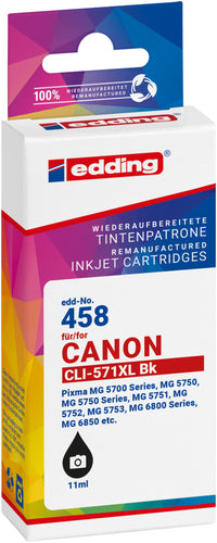 Edding Tintenpatrone für Canon CLI-571BK-XL PIXMAMg5750 MG5751 MG5752 MG6850