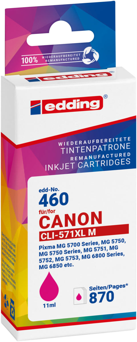 Edding Tintenpatrone für Canon CLI-571M-XL PIXMAMg5750 MG5751 MG5752 MG6850