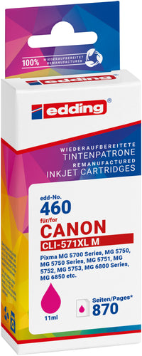 Edding Tintenpatrone für Canon CLI-571M-XL PIXMAMg5750 MG5751 MG5752 MG6850