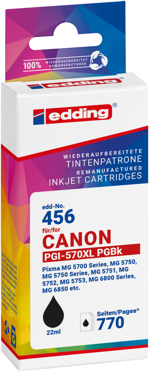 Edding Tintenpatrone für Canon PGI-570PGBK-XL PIXMAMg5750 MG5751 MG5752 MG6850