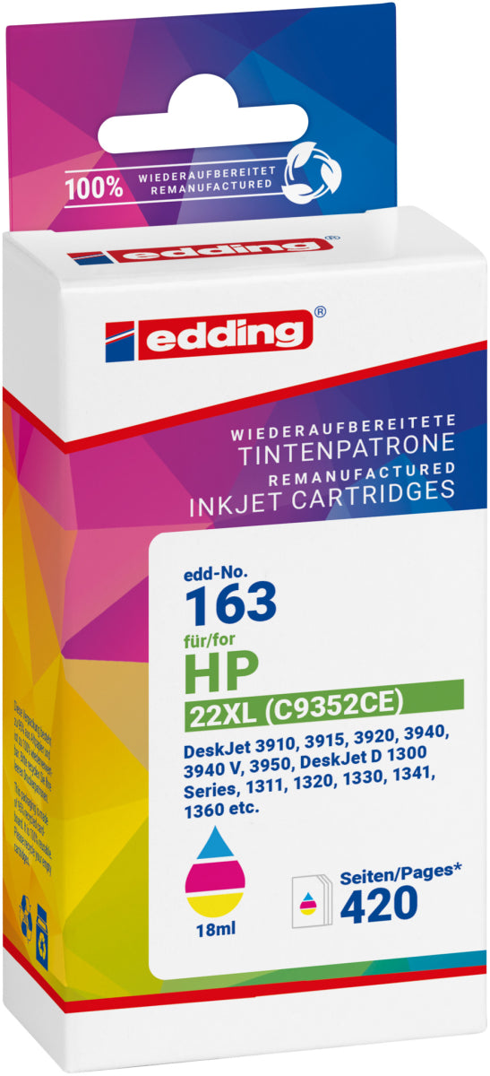 Edding Tintenpatrone für HP 22XL DeskJet3940 OfficeJet4355 PSC1410