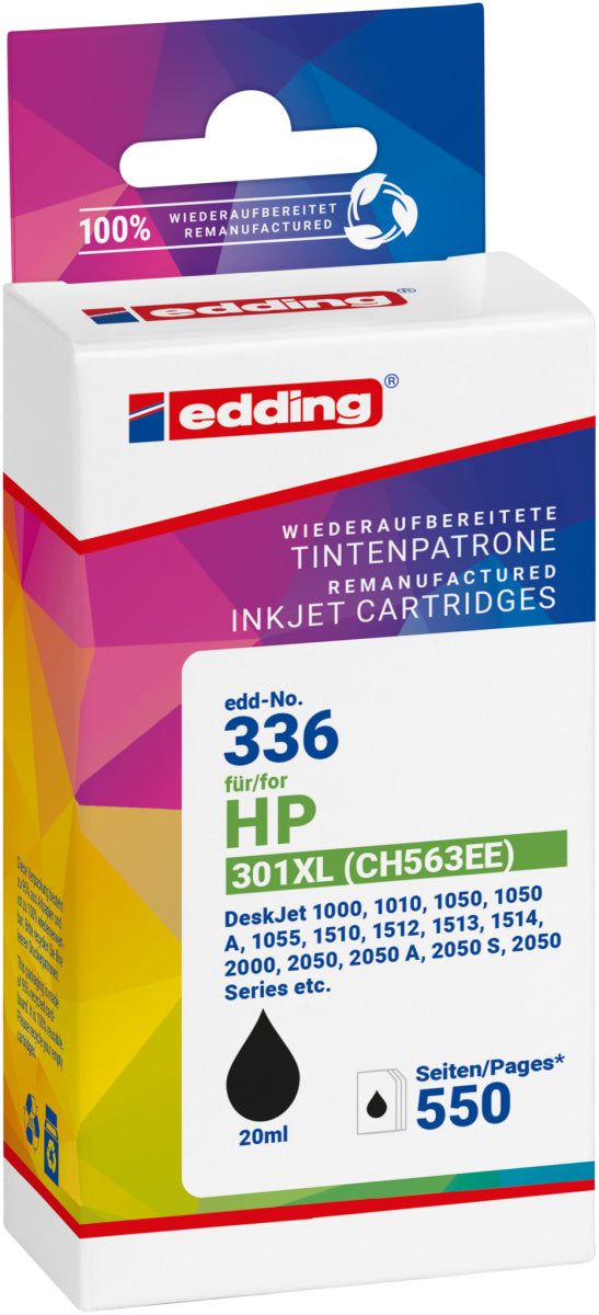 Edding Tintenpatrone für HP 301XL (CH563EE) DeskJet1000 1050 2000 2050 3000