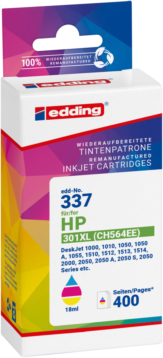 Edding Tintenpatrone für HP 301XL (CH564EE) DeskJet1000 1050 2000 2050 3000