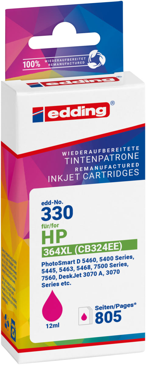 Edding Tintenpatrone für HP 364XL (CB324EE) PhotoSmart5510 5515 5520 6510 7510