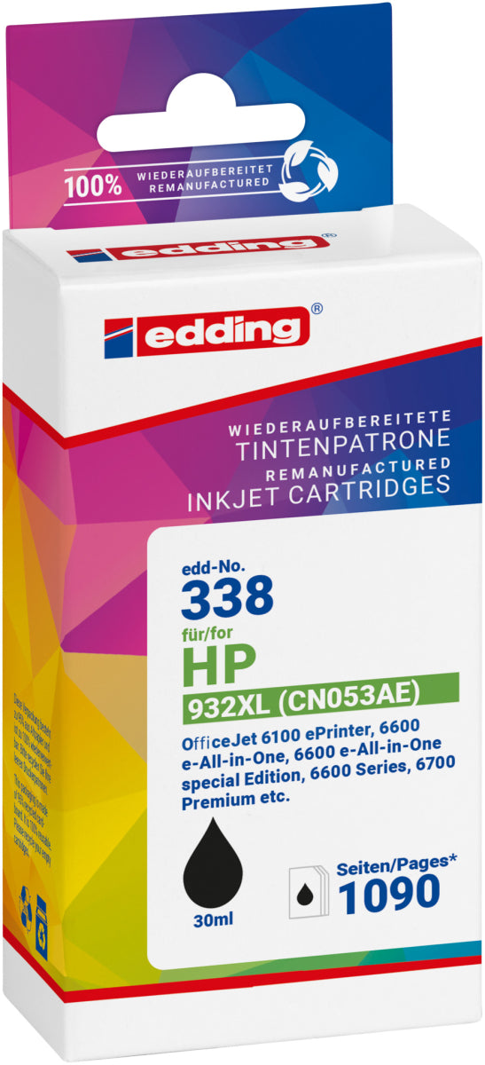 Edding Tintenpatrone für HP 932XL (CN053AE) OfficeJet6100 6600 6700 7110 7612