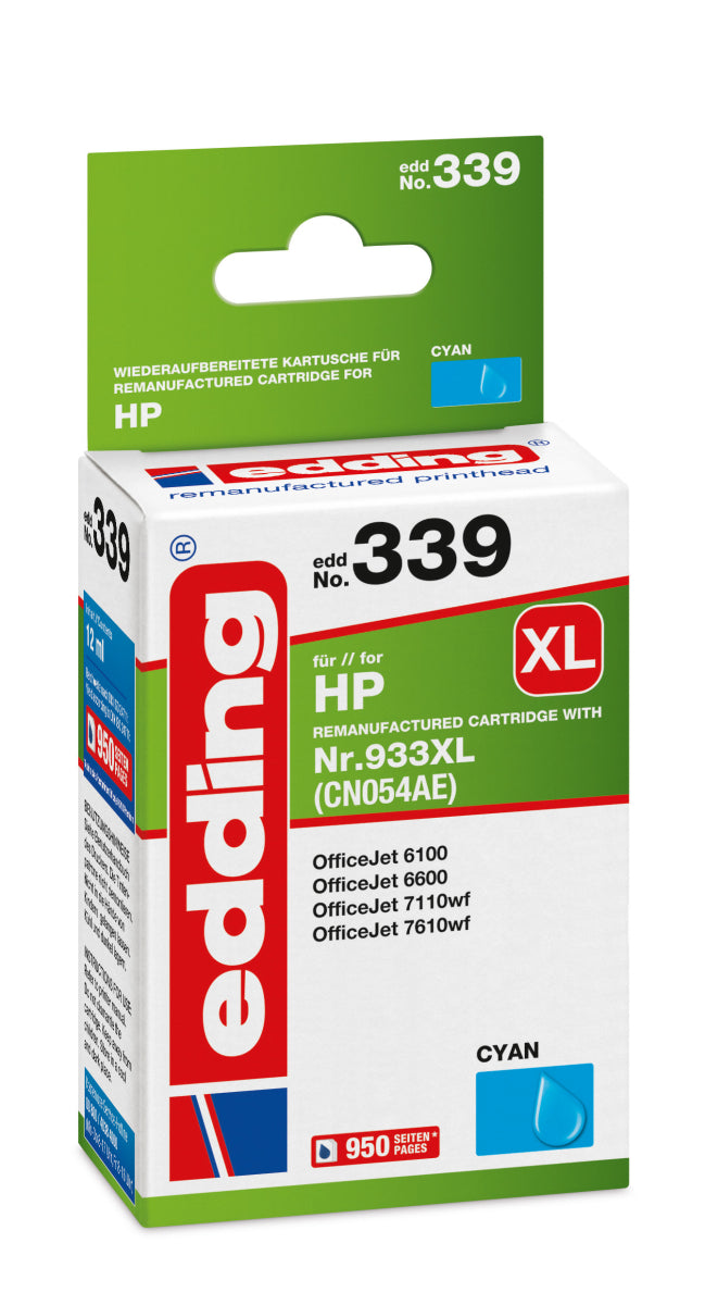Edding Tintenpatrone für HP 933XL (CN054AE) OfficeJet6100 6600 6700 7110 7612