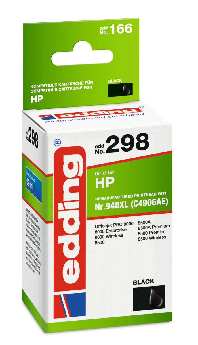Edding Tintenpatrone für HP 940XL (C4906AE) OfficeJetPro8000 8500 8500A