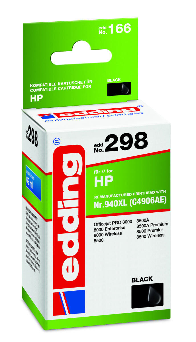 Edding Tintenpatrone für HP 940XL (C4906AE) OfficeJetPro8000 8500 8500A