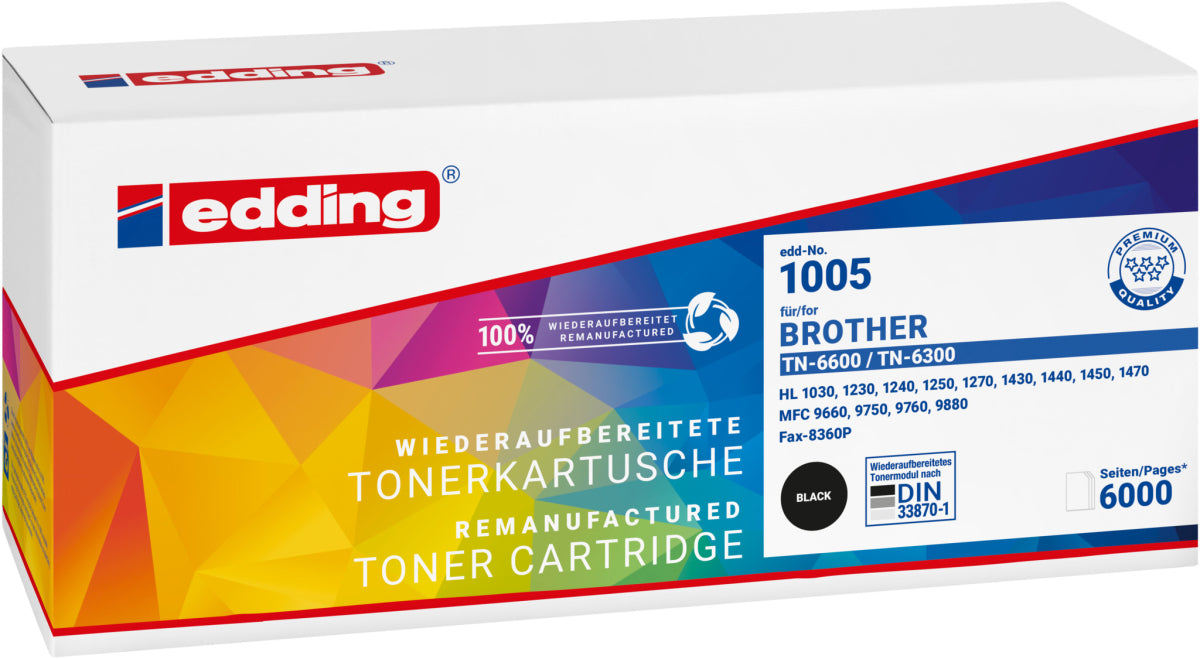 Edding Toner für Brother TN-6600 TN-6300 DCP1200 DCP1400 Fax4750 Fax5750