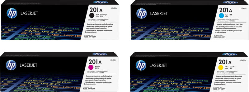 HP 201A Original Toner / 4er Pack alle Farben Schwarz, Cyan, Gelb, Magenta (CF400A, CF401A, CF402A, CF403A)