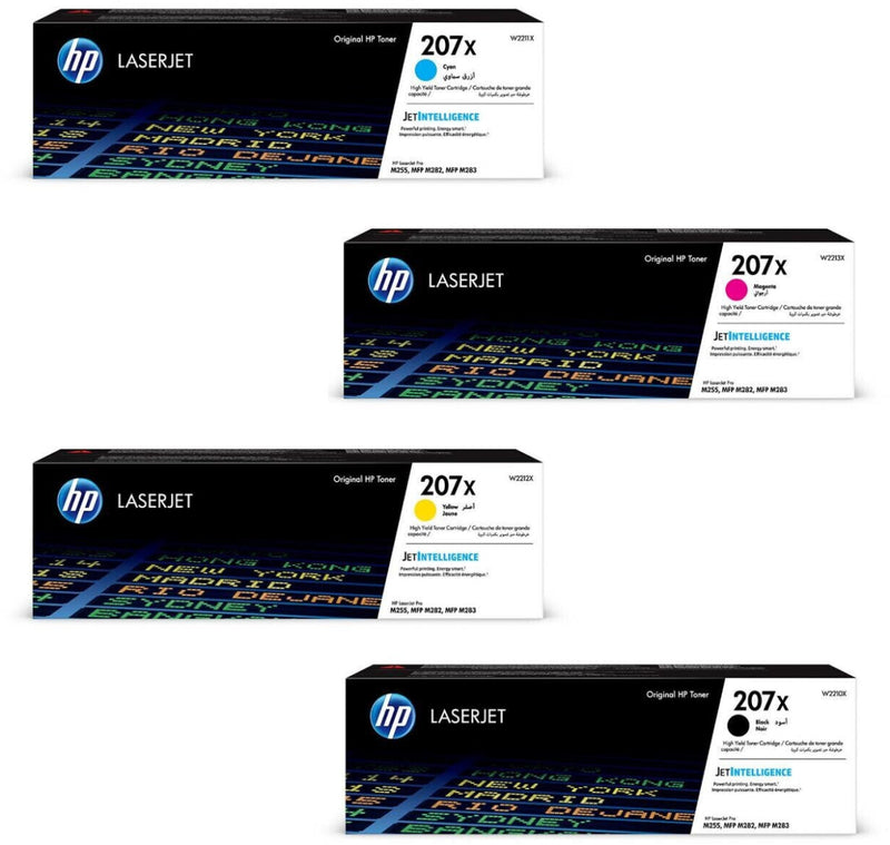 HP 207X 4er Pack // Original Toner alle Farben (W2211X, W2213X, W2212X, W2210X) Cyan Magenta Gelb Schwarz