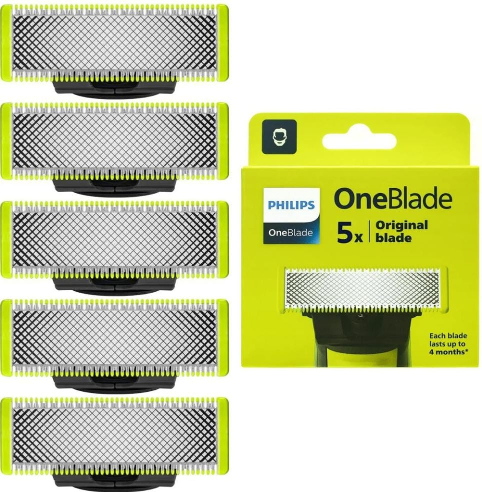 Philips OneBlade QP250/50 – 5 Ersatzklingen für präzises Trimmen, Stylen und Rasieren