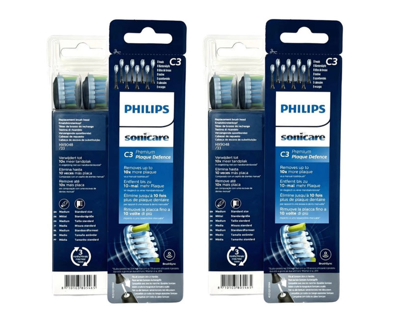 Philips Sonicare C3 Premium Plaque Defence Ersatzbürstenköpfe Schwarz HX9048/33 – 16er Pack, Medium, Standardgröße