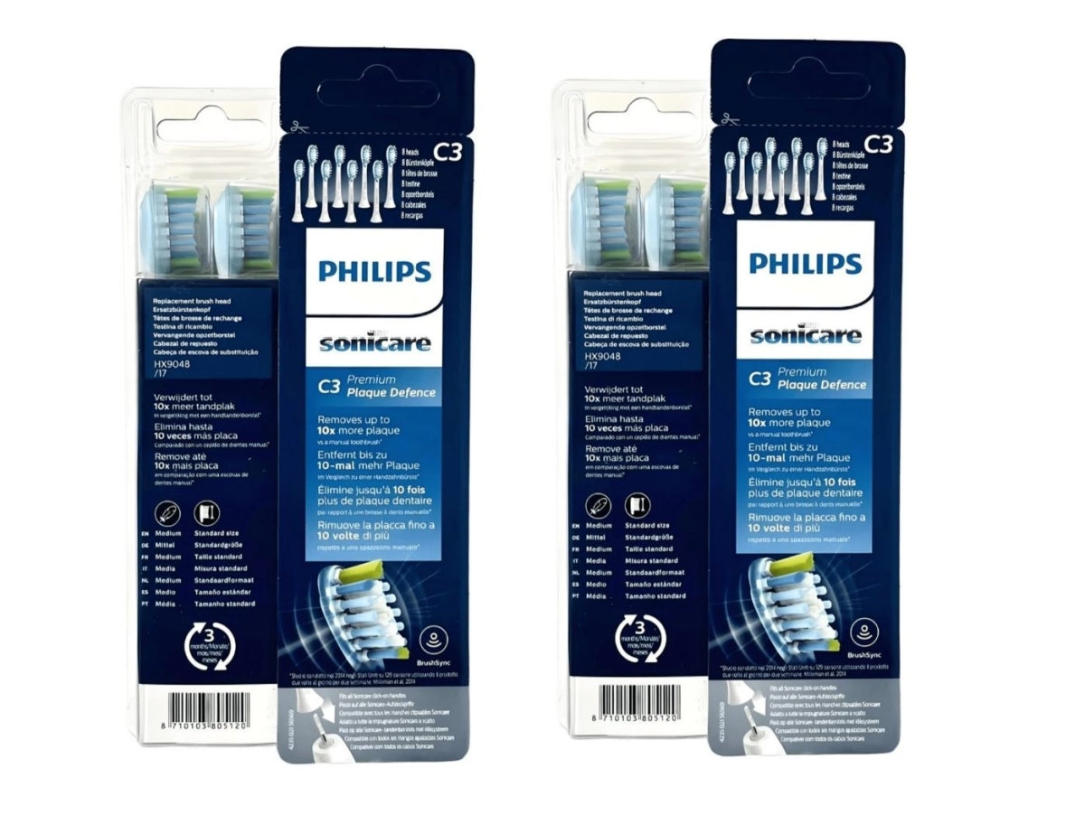 Philips Sonicare C3 Premium Plaque Defence Ersatzbürstenköpfe Weiß HX9048/17 – 16er Pack, Medium, Standardgröße