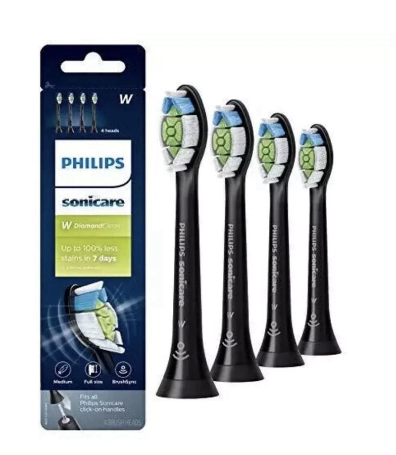 Philips Sonicare W DiamondClean Ersatzbürstenköpfe – Schwarz, mittel, 4 Stück