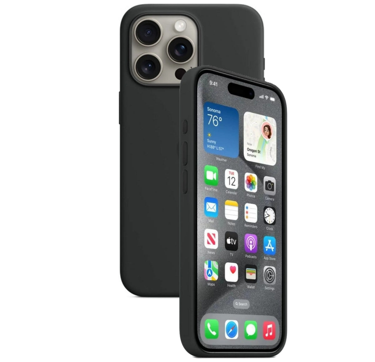 Silikon Tasche Case für Apple iPhone 15 Pro Max Schwarz / Black MagSafe Model A3126 #MT1M3FE/A