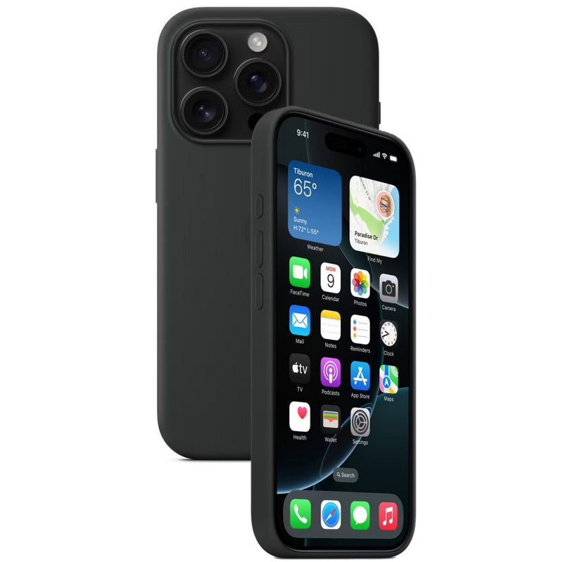 Silikon Tasche Case für Apple iPhone 16 Pro Schwarz / Black MagSafe Model A3126 #MYYJ3FE/A