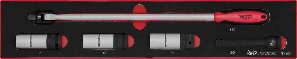 Teng Tools 5-teiliges EVA Foam Radmutter- & Radabzieher-Werkzeug-Set – TEXW05